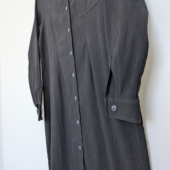 Vintage Talbots Structured Button Front Maxi Dress Sz 6 in Black Goth Modest - Picture 6 of 16